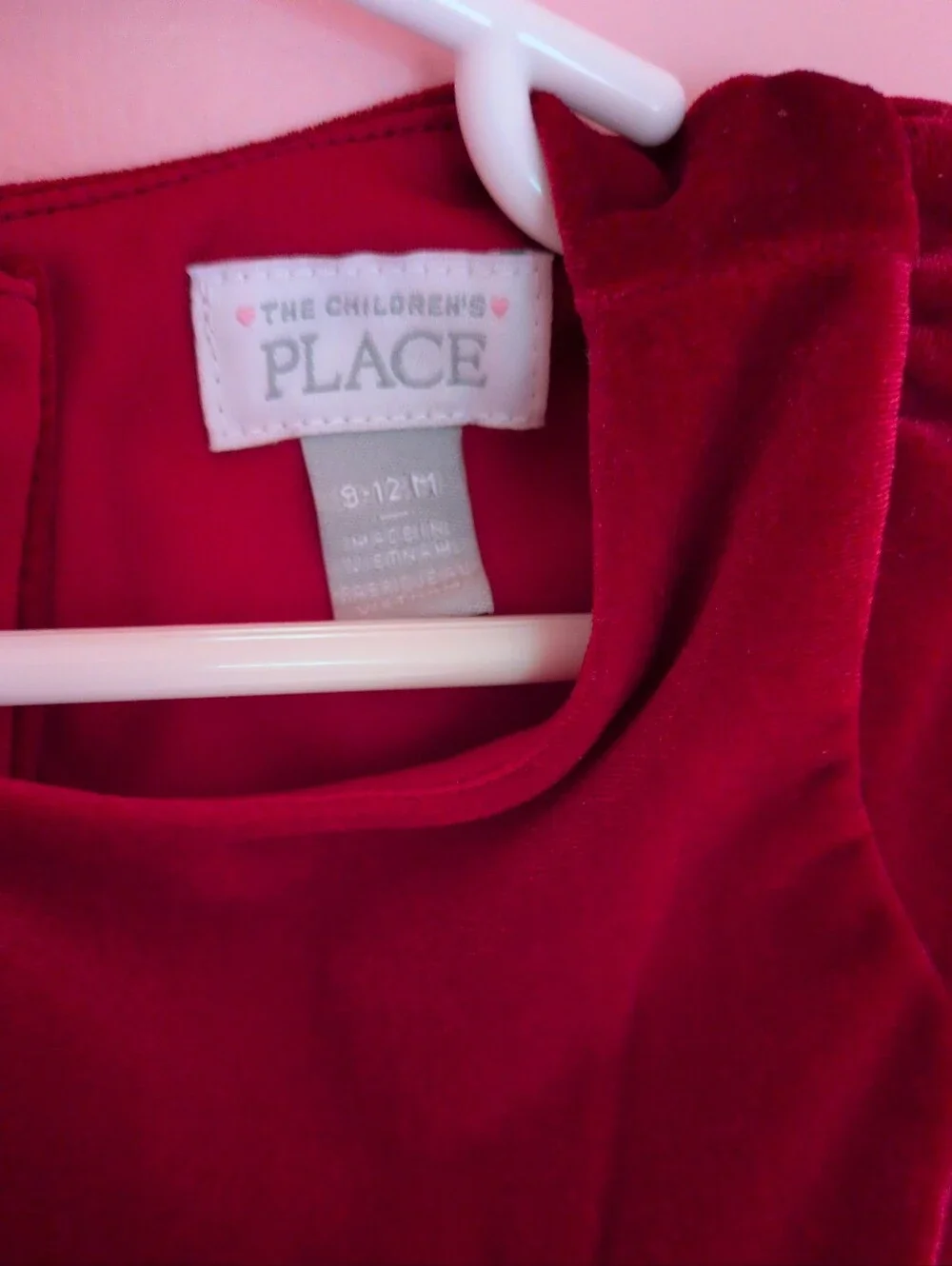 Children's Place Beautiful Red Roses Velour Detail Floral Baby Girl Dress